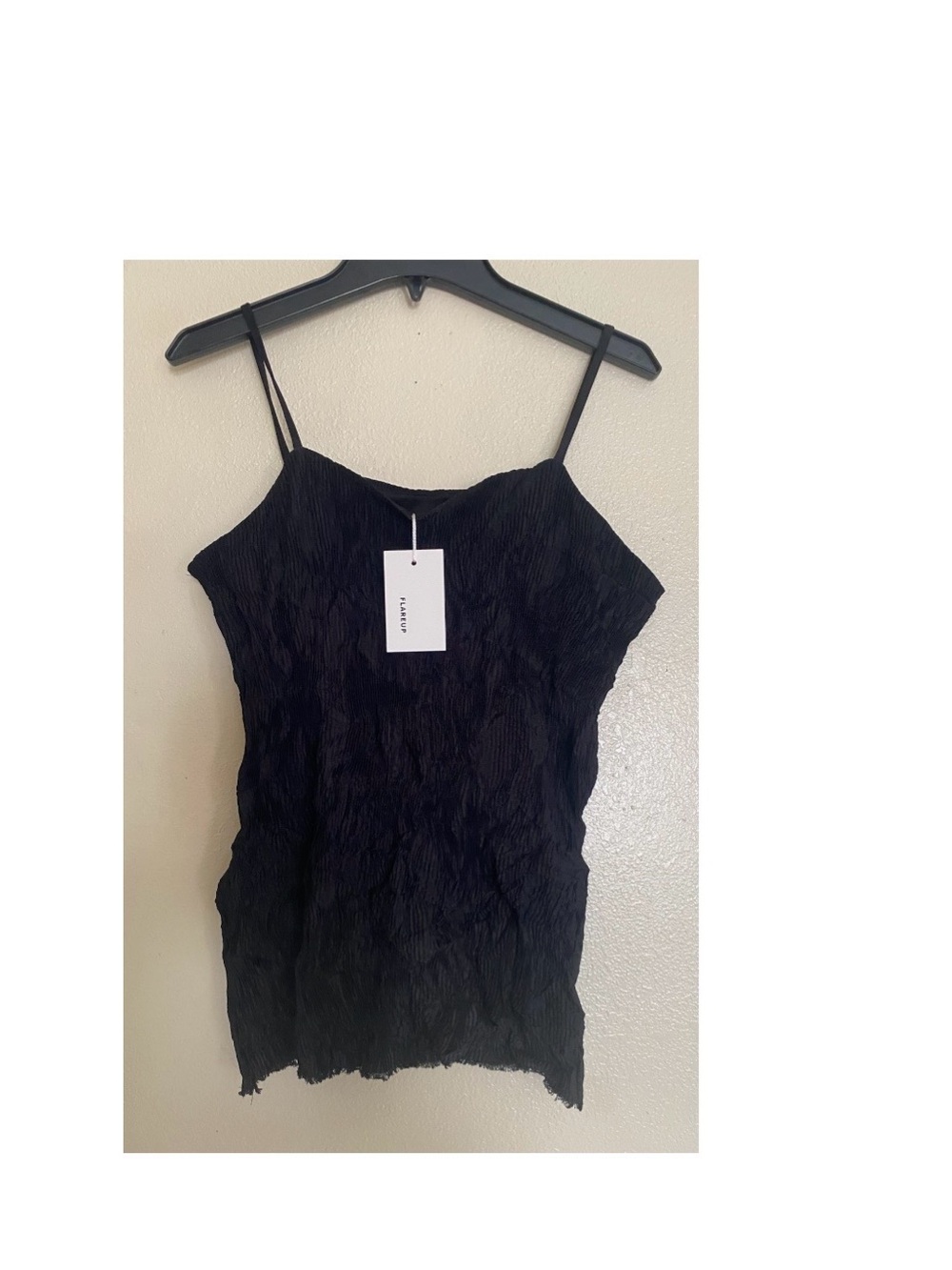 Lane Bryant Black Crinkle Spaghetti Strap Cami